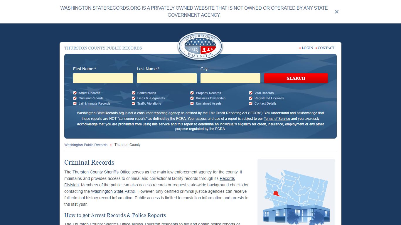 Thurston County Arrest, Court, and Public Records | StateRecords.org