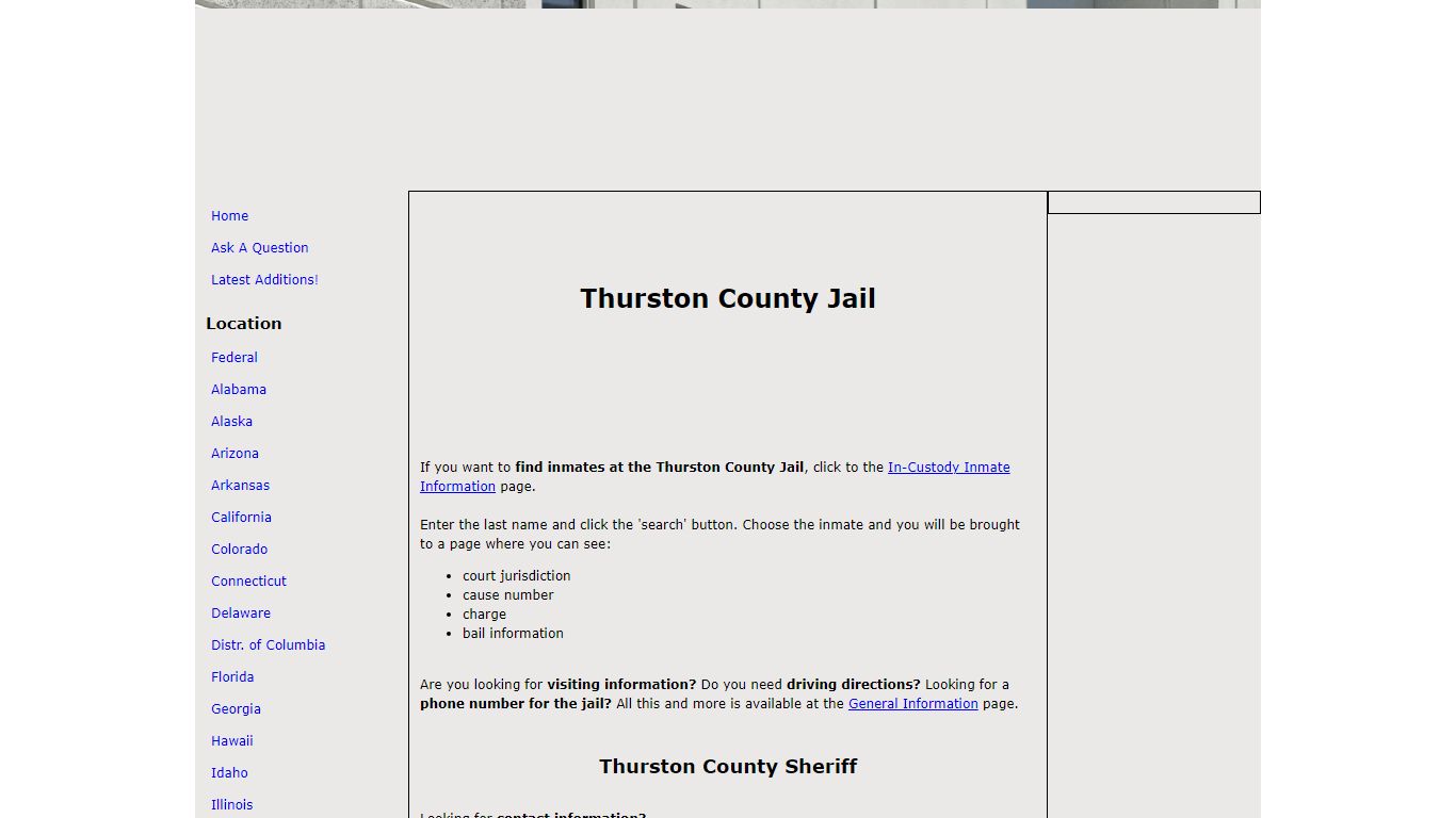 Thurston County Jail - The Free Inmate Locator